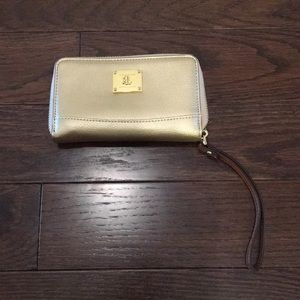 Gold Leather Wristlet RLL